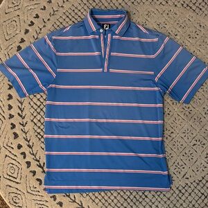 FJ Blue Striped Men's Golf Polo Shirt SZ m